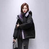 Down Jacket Women's Winter New Fashion Short Thickened Loose Hooded Jacket S juoda