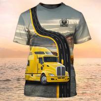 Nauji „Trucker“ marškinėliai vyrams 3D sunkvežimio spaudinys Uniforma trumpomis rankovėmis Viršutiniai drabužiai 2024 Harajuku drabužiai Vasarinis apvalios apykaklės Oversize megztinis XL gray