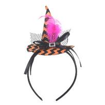 Witch Hat Headband Halloween Witch Hat Headband Small Witch Hat Headpiece For Halloween Party Hair Accessory For Girls rožinė raudona spalva