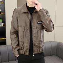 Retro Youth Short Leather Jacket Men's Loose Korean Style Motorcycle Suit Pilot Leather Jacket Jacket L