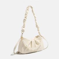niche design new women's bag high-end pleated pearl cloud underarm bag single shoulder crossbody handbag