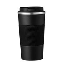 380 ml nerūdijančio plieno puodelis, termosinis kavos puodelis su sandariu dangteliu, kelioninis puodelis, daugkartinis nerūdijančio plieno kavos puodelis 380ml black