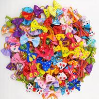 50Pcs Cute Dog Bows Hair Accessories Pet Puppy Headwear Grooming Puppy Hair Accessories with Rubber Bands yellow