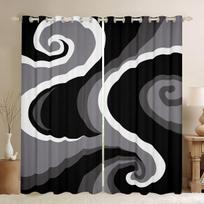Circle Geometry Curtains High Shading Curtain Drapes for Kids Boys Teens Adult Bedroom Blackout Window Curtain Living Room Deco W55 X H120cm X 2&HOOK