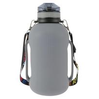 Sulankstomas vandens butelis 2L/64oz Sportinis vandens butelis Sulankstomas vandens butelis su dirželio rankena Silikoninis vandens butelis su šiaudeliu 2.0L gray
