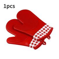 1pcs Short Silicone Professional Oven Silicone Gloves Microwave Insulation Gloves Thickened High Temperature Oven Mitts blue