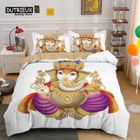Indian Ganesha Duvet Cover Bohemian Meditation Elephant Bedding Set Microfiber Mandala Comforter Cover Full For Kids Teen Adults EU single(135x200cm)