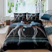 Ballet Bedding Set Swan Lake Dance Comforter Cover for Kids Child Boys Girls,Ballerinas Closeup Duvet Cover Dancing Quilt Cover EU Single 135x200cm