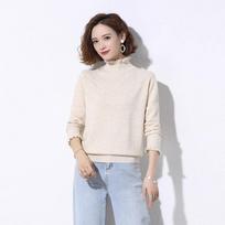 Half High Neck Fungus Collar Sweater Women's Long Sleeved Solid Color Knitted Sweater Stylish Solid Color Soft Pullover Autumn and Winter XL chaki