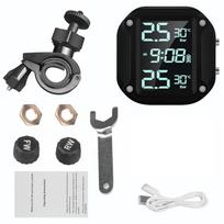 Motorcycle TPMS Motor Tire Pressure Tyre Temperature Monitoring Alarm System With 2 External Sensors Magnetic USB Quick Charging Without box