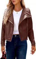 Women's Pure Lambskin Turn Down Collar SEXY Fashion Brown Leather Jacket Outdoor XS ruda