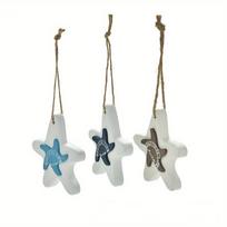 3 vnt./rinkinys Mediniai amatai Viduržemio jūros jūros žvaigždės pakabintos žuvies jūrinis dekoras, pakabinamas dekoruotas jūrinis pakabukas Starfish-3Pcs/Set white