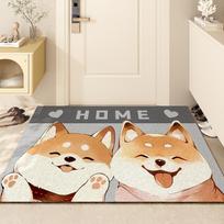 Cartoon Shiba Inu įėjimo kilimėlis, skirtas buitinėms įėjimo durims Šilko kilimėlis PVC neslystantis kilimėlis įėjimo smėliui šveitimo kilimėlis dulkėms pašalinti 45*75cm gray
