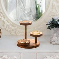 Wood Cake Stand Cupcake Tower Countertop Display Shelf Lightweight Sturdy Tiered Wooden Plant Round 18x17cm