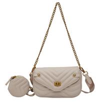 Brand Crossbody Bags  Luxury Designer Handbag For Women 2 Pc/Set Embroidery Thread Chain Shoulder Messenger Bag 20.5x13x6cm beige