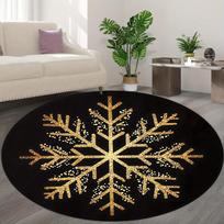 1Pcs Christmas Snowflake Pattern Round Area Rug Indoor Non-Slip Washable Fiber Carpet Soft Comfortable Mat For Bedroom Living Room 60X60cm
