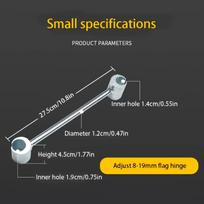 Sunkiųjų durų vyrių reguliavimo raktas - Reguliuojamas veržliarakčio įrankis standartinio dydžio apvaliems varžtams, nereikia elektros - 1 vnt. Adjustable 8-19mm flag hinge gray