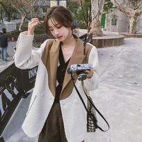 Xiaoxiangfeng Contrast Color Suit Jacket for Women Spring and Autumn Korean Style New Design Niche Suit S balta