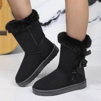 Women's Plus Size Snow Boots Casual Middle Tube Thick Bottom Fleece Fur Cotton Boot Shoes 37-42 37 juoda