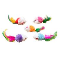 3/5/12Pcs Cat Mouse Toys Faux Fur Cat Mice Toy with Feather Tail Interactive 5pcs