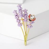 Classic Wheat Ear Ladybug Brooch Luxury Temperament Rhinestone Corsage Blazer Shawl Buckle white