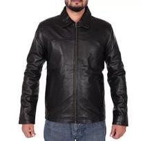 Stylish Casual Handmade Men Classic Leather Lambskin Shirt Soft Formal Black XS juoda