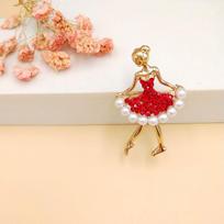 Ballet Girl Pearl Brooch Alloy Dancing Girl Rhinestone Corsage Women'S Jacket Coat Brooch