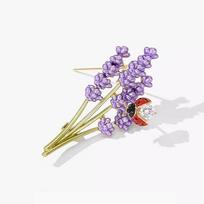 Lavender Ladybug Brooch High-End Women'S Brooch Pin Design Sense Niche Luxury Temperament Blazer Accessories white