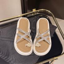 New Summer Platform Slippers Women Wear Flip-flops 39-40 chaki