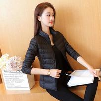 Autumn and Winter New Light Down Jacket Women's Hooded Short Stand-up Collar Large Size Slim Fit S