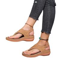Women's Spring and Autumn One Buckle Strap Women's Sandals Breathable Comfortable Soft Bottom Women's Shoes 35 beige