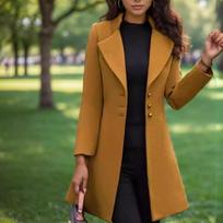 Autumn and Winter Long Casual Women's Woolen Coat Slim and Thin Woolen Coat S