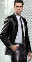Leather Handmade Formal Business New Black Men Blazer Stylish Genuine Lambskin S juoda