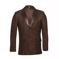 Handmade Men's Dark Brown Pure Lambskin Suede Leather Blazer New Casual Formal S tamsiai ruda spalva