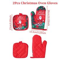 2pcs/set Christmas Gloves Oven Mitts Merry Christmas Decorations Xmas Home Kitchen Ornaments Navidad Noel New Year 2025 Gifts