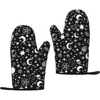 Witch Cat Silicone Oven Mitts Heat Resistant Non-Slip BBQ Gloves Kitchen Mittens for Grilling Cooking Baking 7 X 11 Inch 1 Pair