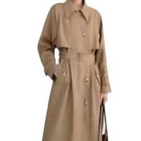 Khaki Trench Coat Women's Autumn and Winter New Casual Loose Medium and Long Coat S