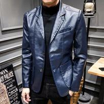 Business BLUE Blazer Real Leather Formal Stylish Genuine Handmade 100% Lambskin Men S mėlyna