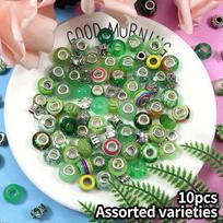 10/30/50pcs Resin Material Green Series European style Large Hole Bead Craft Bead Spacer Bead DIY Bracelet Necklace Earrings Keychain Accessories 10pcs