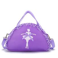 Girls Lovely Dance Bag Kids Ballet Print Bowknot Handbag Soprts Shoulder Bag violetinė