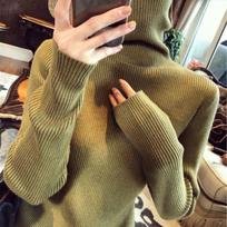 French Vintage Turtleneck Sweaters Women's Autumn Winter Solid Casual Slim Pullovers Korean Fashion Long Sleeves Knit Base Underneath Clothes S žalia