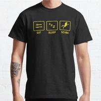 Summer Men Fashion Casual Short Sleeves Eat Sleep Scuba Black Tees Oversized T-shirts S mėlyna
