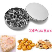 24Pcs/set Home & Kitchen Fondant Mould Chocolate Cake Mold Pastry Heart Shape Star Flower Shape Bisc ARI