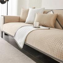 Vasaros Ledo Šilko Sofa Užvalkalas Vėsus Jausmas Languotas Sofa Pagalvėlės Rankšluostis Svetainei Neslystantis Universalus Kušetės Apsaugas Namų Dekoras 70x70 A beige