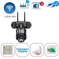 Trijų objektyvų PTZ IP kamera lauko 6K HD trijų ekranų 4G saugos kamera automatinio sekimo 12MP belaidė CCTV kamera, atspari vandeniui V380 WiFi Camera
