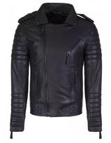 Men's Genuine Lambskin Leather New Black Handmade Stylish Jacket New Elegant S juoda