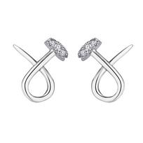 925 Silver Cross Nail Earrings Fashion Niche Delicate Plain Ring Earrings Premium Metal Wind Ins Earrings 925 Silver