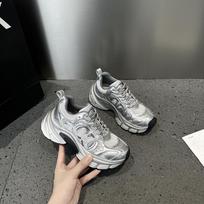 Women Thick Sole Height Increasing Tenis Shoes Lace Up Sneakers Casual Ladies Fitness Versatile Thick-soled Mesh Breathable Shoe 35 sidabras