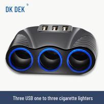120W daugiafunkcis automobilinis įkroviklis: 3 lizdų su dvigubu USB ir cigarečių pridegiklio adapteriu One to Three 981