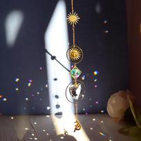 Suncatcher Crystal Wind Chime Star Moon Diamond Hanging Prisms Light Catcher Rainbow Chaser Jewelry Pendant Home Garden Decor white